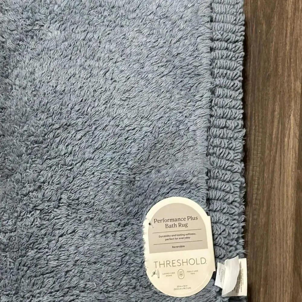 Performance Bath Rug Slate Blue Threshold 20”X34”, 100% Cotton reversible